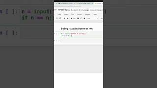 Python program to check whether a string is palindrome or not #shorts #datascience