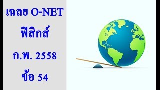 เฉลย O-NET ม.6 วิทยาศาสตร์ ฟิสิกส์ กุมภาพันธ์ 2558 ข้อ 54