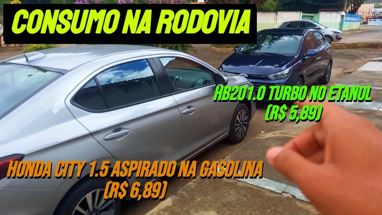 HB20 1.0 Turbo no Etanol (2026) vs City 1.5 aspirado na Gasolina (2024): Consumo REAL na rodovia!