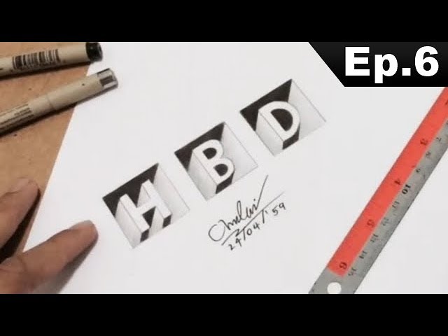 วิธีวาดตัวอักษร3มิติสุดเท่ห์ ง่ายจัด!! - วาดภาพ3มิติ(Ep.6) [Very Easy  Drawing 3D Art] - Youtube