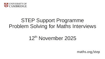 Problem solving for Maths Interviews 12th Nov 2025
