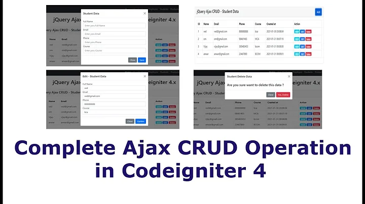 Ajax CRUD in Codeigniter 4 - Complete jQuery Ajax CRUD Crash Course in Codeigniter 4