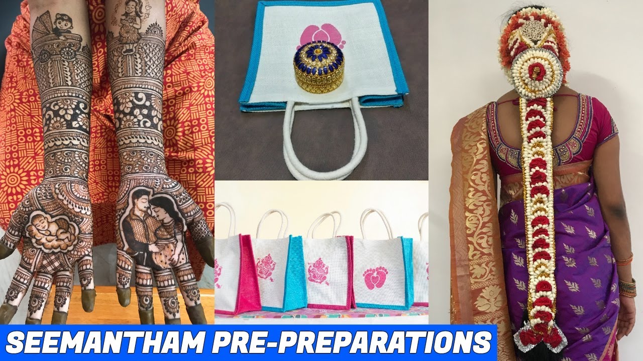 Seemantham Preparations Jadai Function, Mehandi & Return Gift