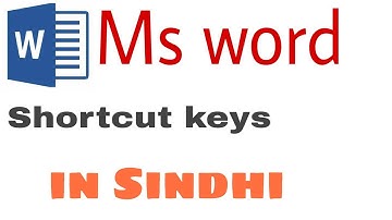 Ms Word shortcut keys | in Sindhi