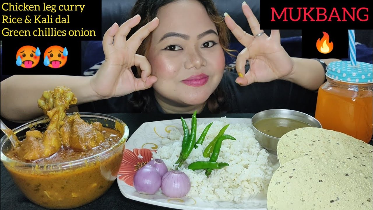 Tasty and spicy Chicken leg Curry And Rice With green chilli Manisha ...