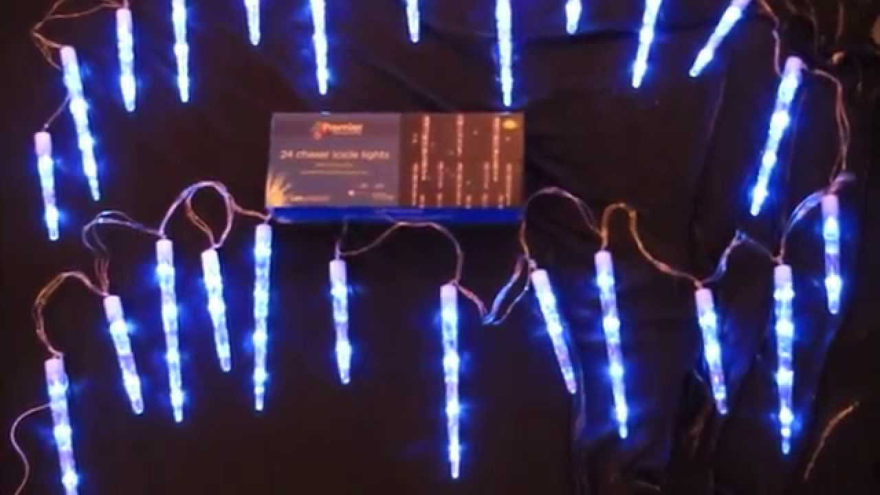 premier lv081336b ice blue 24 chaser icicles lights with blue icicles christmas lights