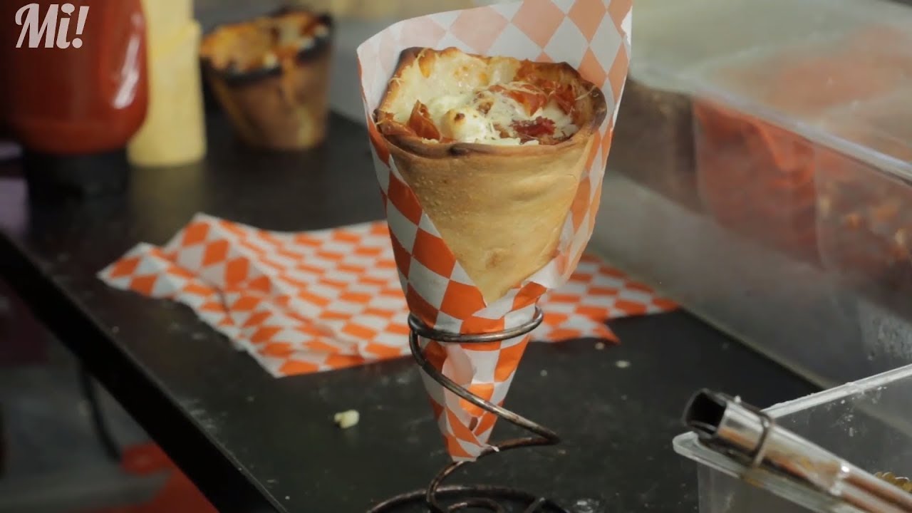 ¡Pizza en cono! 😍Budapest en Konnu's Pizza Foodtruck