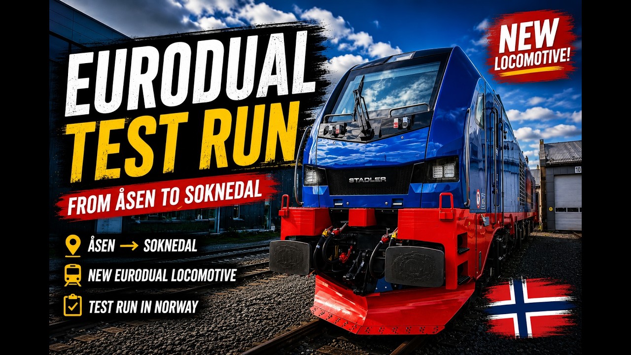 Åsen – Soknedal | Train 28398 | Stadler EuroDual Test Run Through Norway