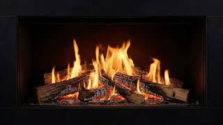 Matte Black Marble Fireplace | Warm Ambient Fire Scene