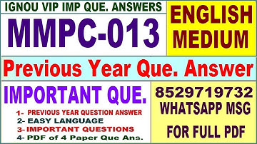 MMPC 013 Previous Year Question Paper in English | mmpc 013 important questions with answer