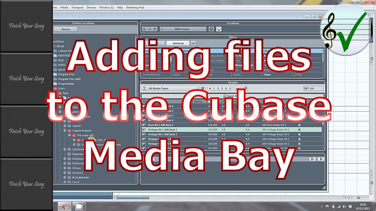 Adding Media Into Cubase's Media Bay YouTube