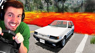 Fugindo de UNO da ONDA DE LAVA no BeamNG Drive!