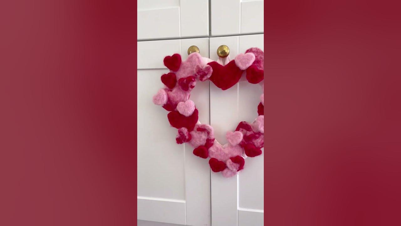 Dollar Tree Valentine's Day Heart Wreath using 2 Colors of 6 Inch