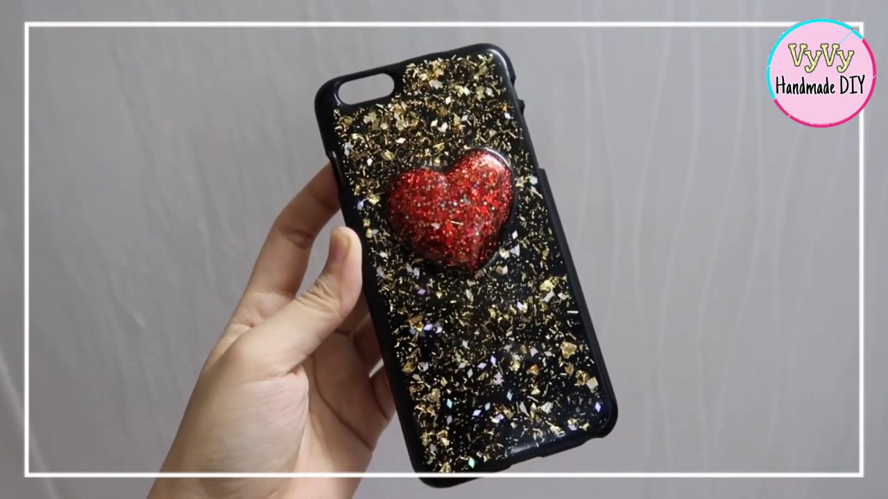 DIY PHONECASE GOLD FLAKE RED HEART PHONE CASE RESIN TUTORIAL YouTube