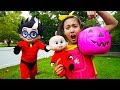 Halloween Trick or Treat with Paw Patrol Chase, PJ Masks Gekko Costume, Incredibles 2 Jack Jack
