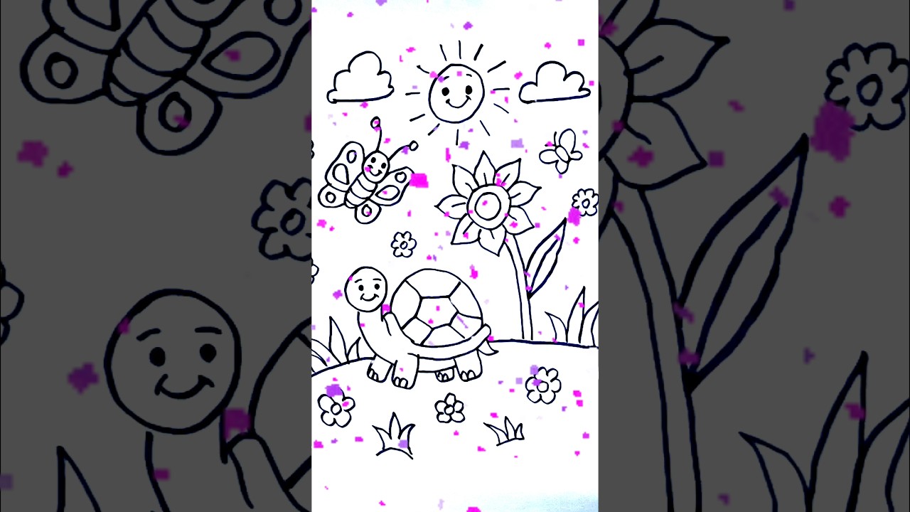 how to draw a cute tortoise 