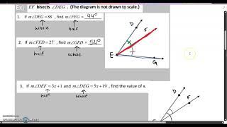 Angle Addition Postulate (bisectors)