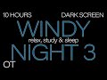Fall asleep fast  a cold windy night 3  relax  study  sleep  dark screen  10 hour ambience