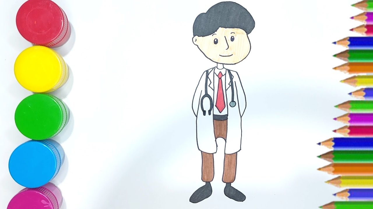 Easy Drawing and Coloring a Doctor Cara Mudah Menggambar, Melukis, dan