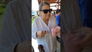 Trying wine slushies at Brimfield flea market.    #vintage #thrifting #brimfieldfleamarket