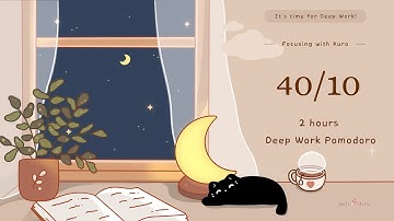Study With Kuro ☕️ 40/10 Pomodoro Focus timer | Cozy study + Lofi vibes| Live