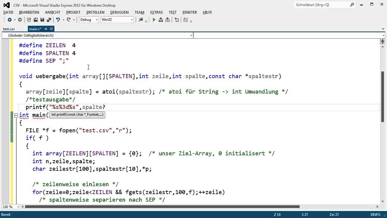 C Programmierung Csv Reader Youtube