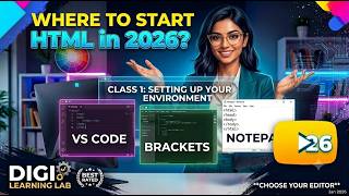 Where to Start HTML in 2026? Class 1: VS Code, Brackets &amp; Notepad Setup