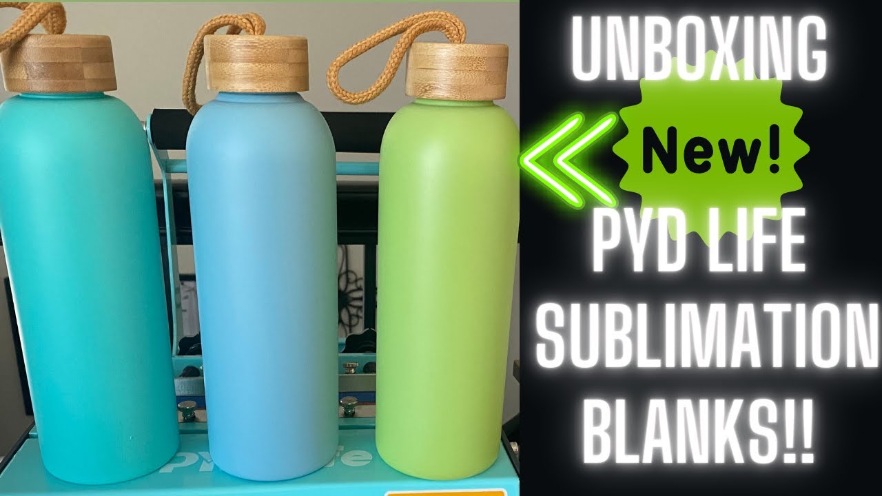 PYD Life Sublimation Glass Water Bottles Blanks with Bamboo Lid
