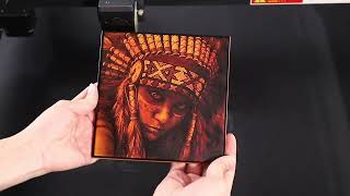 OLM3 10W engraves the ceramic tile