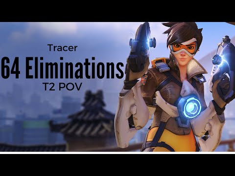 64 Elimination Tracer Gameplay - Overwatch T2 POV - Lijiang Tower