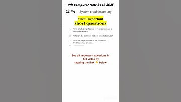 Class 9 computer New Book | Chapter 4 | important short questions | important questions #exam2026