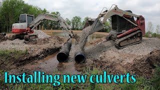 Installing Two New Culverts In A Washed Out Driveway