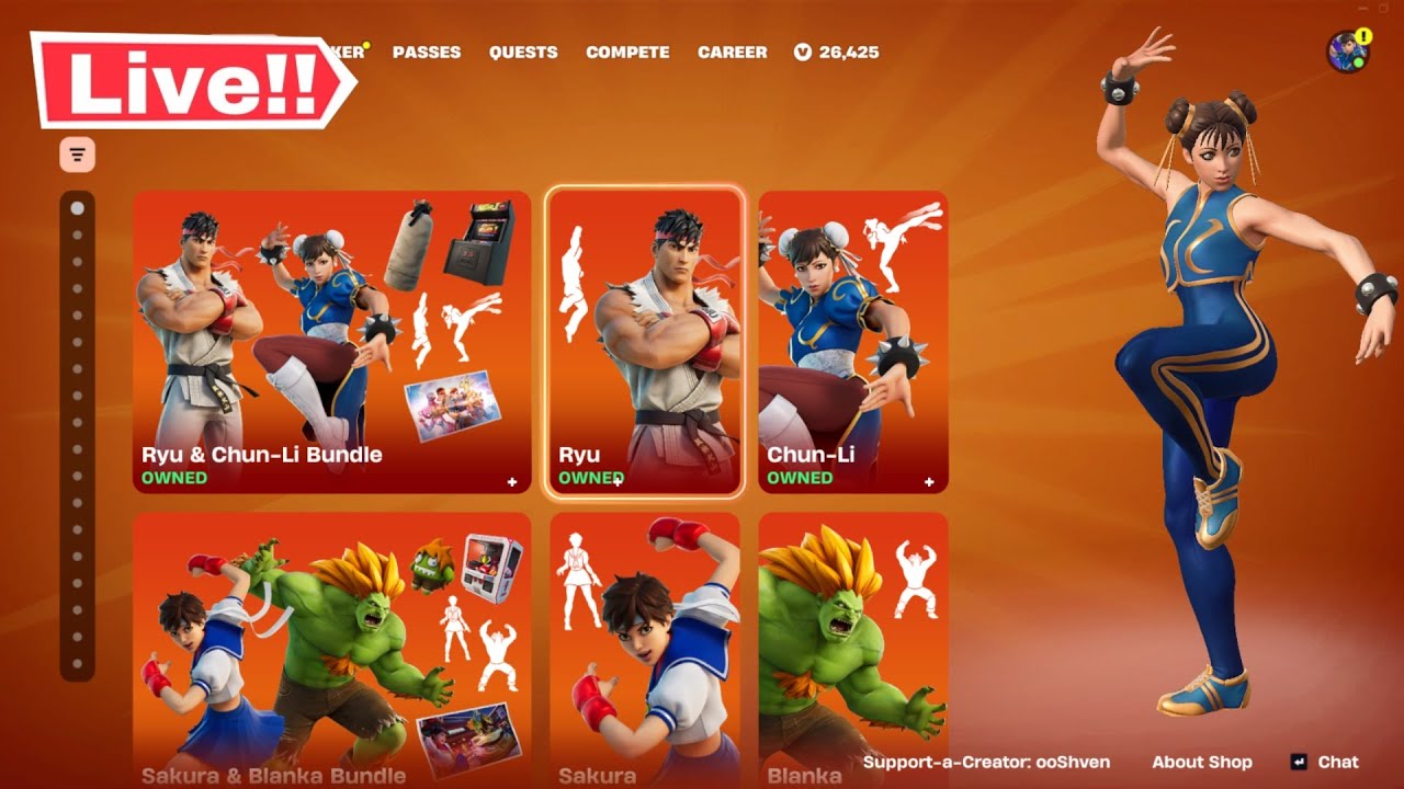 🔴LIVE! - Fortnite STREET FIGHTER ITEM SHOP UPDATE June 20