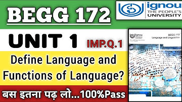 Functions of Language| UNIT 1.. BEGG 172..MOST IMPORTANT QUESTIONS WITH ANSWERS|Part 1#easylearning