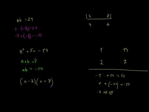 კვადრატული განტოლებების (x+a)(x+b) სახით დაშლის მეტი მაგალითი.