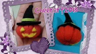 Diy felt craft halloween pumpkin charm tutorial不織布萬聖節 ...