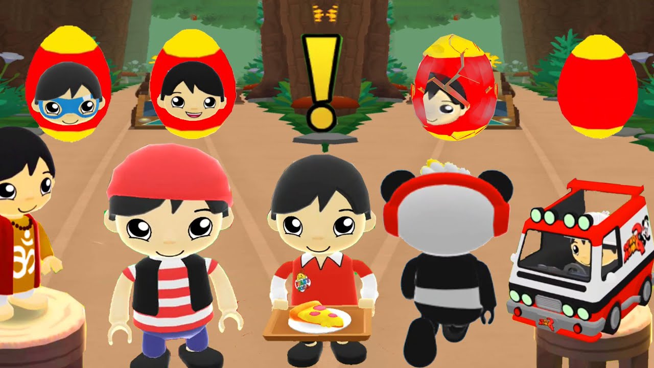 TAG WITH RYAN LUNCHTIME VS SWAB RYAN VS COMBO PANDA VAN WITH BUILDER RYAN DOUBLE EGG SURPRISE GAME