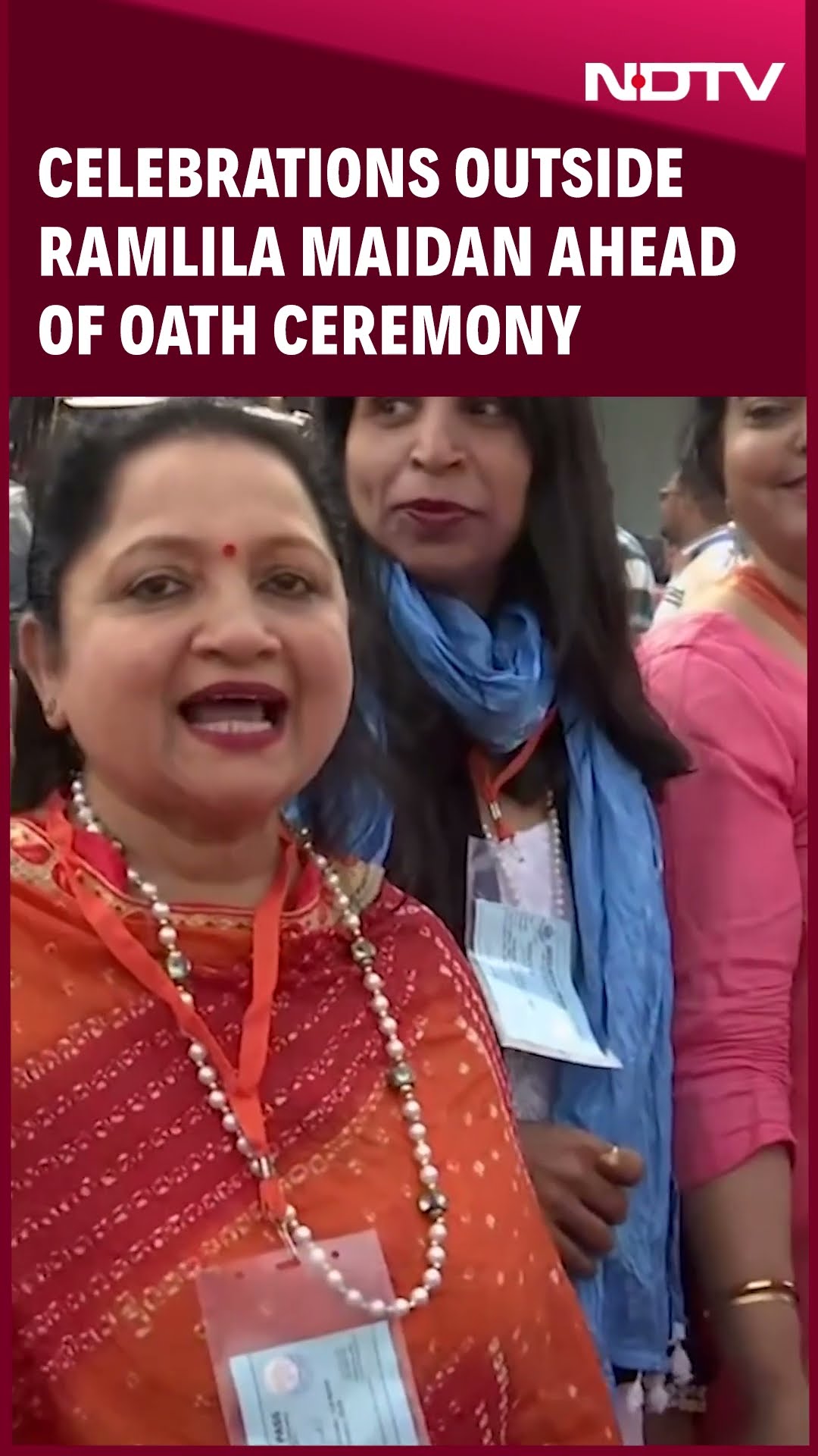 Rekha Gupta Oath | Celebrations Outside Ramlila Maidan As Rekha Gupta Set To Take Oath As Delhi CM
