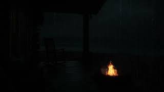 🌧️🔥 3 Hours Cozy Lakeside Cabin Night Rain &amp; Crackling Fire | Deep Sleep Ambience