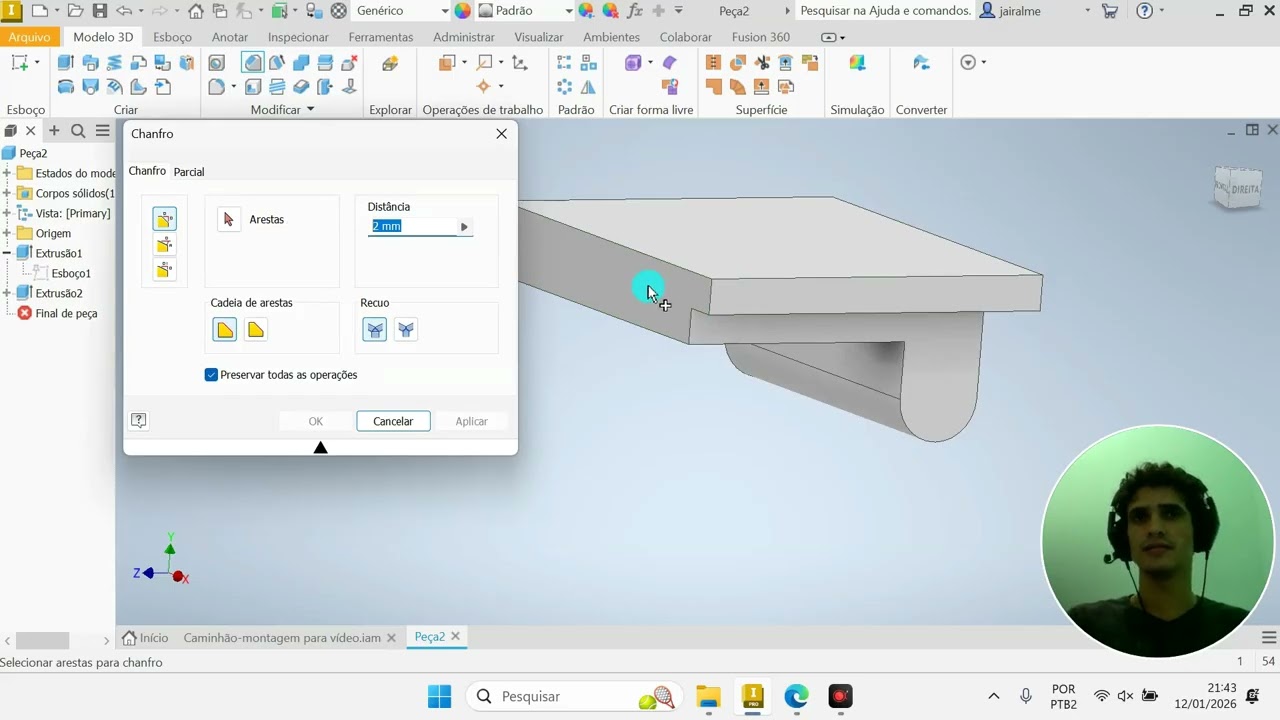 Peça 15 – Teto da Cabine | Caminhão Betoneira em 3D | Autodesk Inventor