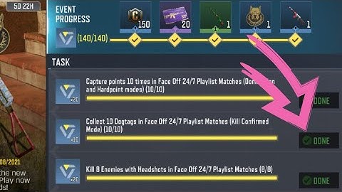 Call Of Duty Mobile Collect 10 Dogtags in Face Off 24/7 Playlist Matches Task Complete