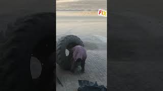 JCB repair tire patch #fix #tiremaintenance #everyonetirerepairing #tirerepair #jcb #youtubeshorts