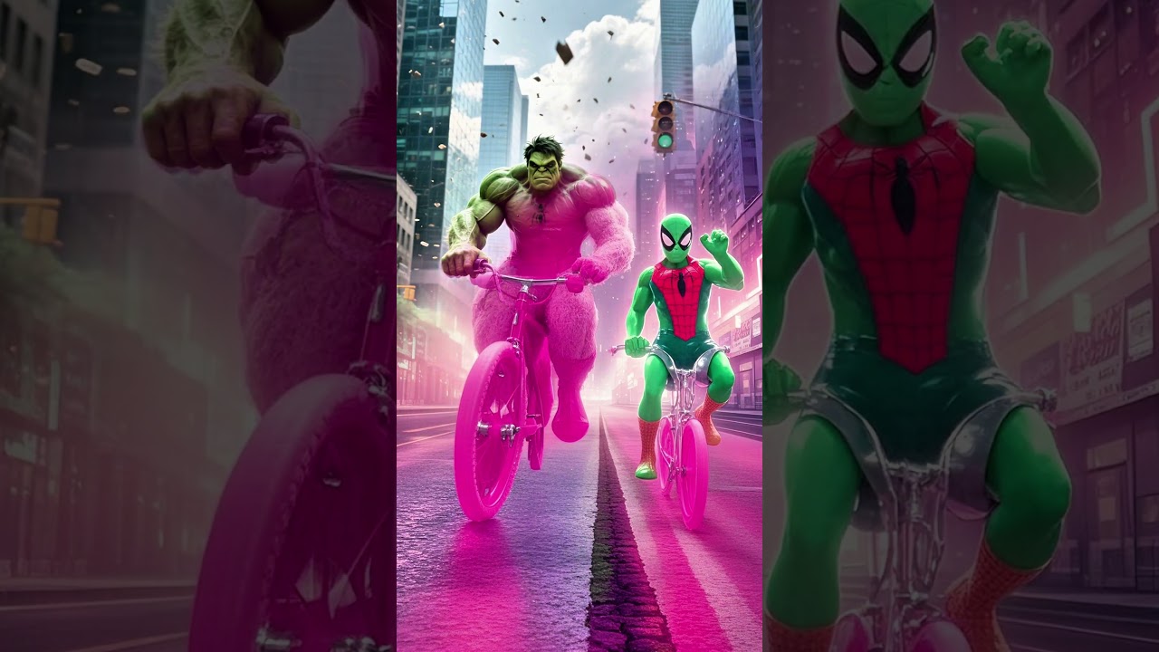 Hulk vs. Spider-Man’s Pink Bike Party! 🟢🕷️🎉 
