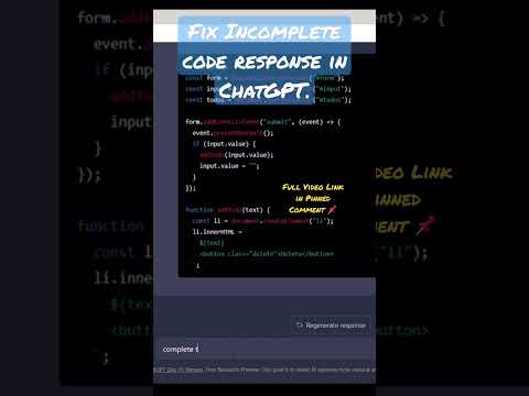 Fix incomplete code response in ChatGPT 🤟 #chatgpt  #openai #shorts