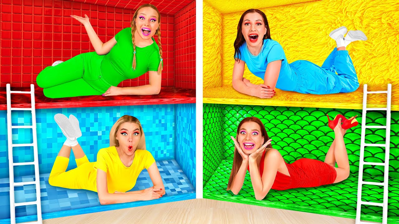 Kamar Rahasia Di Bawah Tempat Tidur Tantangan Empat Warna | Kiat Dekorasi Kreatif BaRaFun Challenge