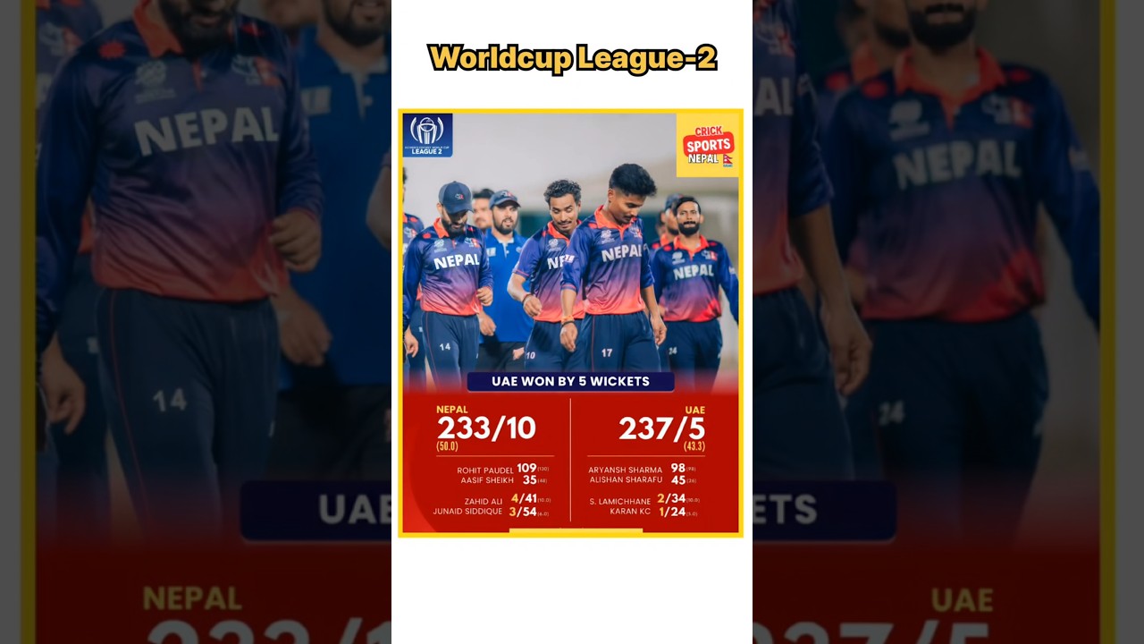 🇳🇵 Nepal Slips Again! 2nd Loss in a Row | Nepal vs UAE | ICC World Cup League 2 Points Table Update