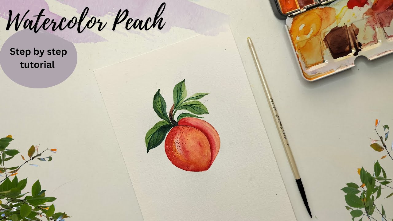 How to paint peaches. Watercolour painting for beginners. peach painting.