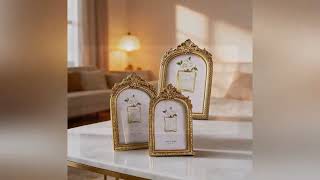 1 European Vintage Gold Arched Lace Photo Frame Photo Display Rack Home Decor Photography Props