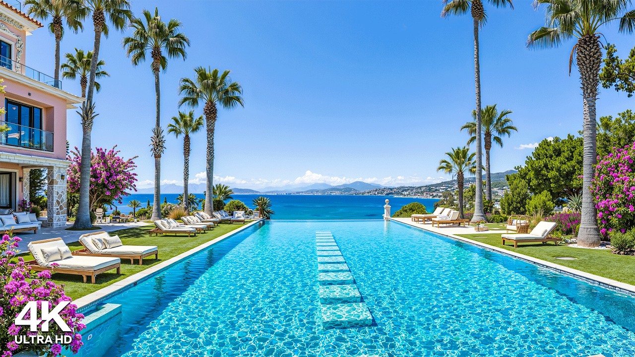 🌊 Fresh Morning Ambience at a Seaside Retreat with Infinity Pool & Bossa Nova Jazz for Relax, Focus