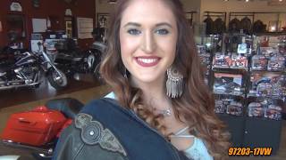 Harley Davidson Womens VIX Denim Leather Riding Jacket 97203-17VW